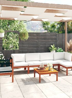 VidaXL 7-delige Loungeset met kussens massief acaciahout crème