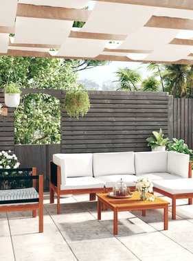 VidaXL 6-delige Loungeset met kussens massief acaciahout crème