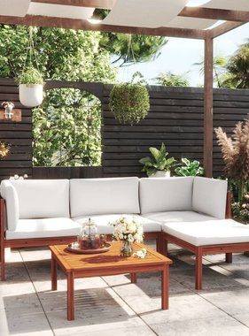 VidaXL 5-delige Loungeset met kussens massief acaciahout crème