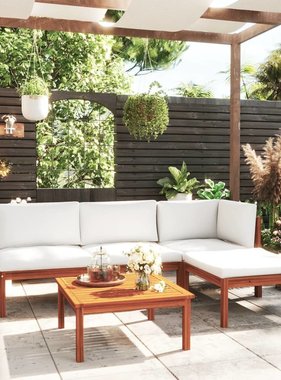 VidaXL 5-delige Loungeset met kussens massief acaciahout crème