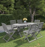 VidaXL 7-delige Tuinset massief acaciahout grijs