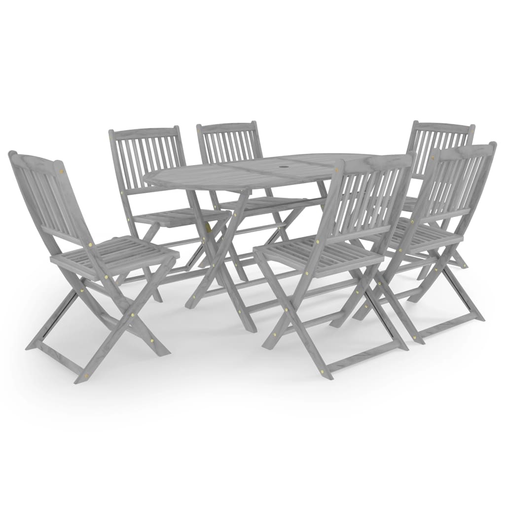 VidaXL 7-delige Tuinset massief acaciahout grijs