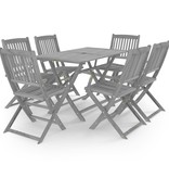 VidaXL 7-delige Tuinset massief acaciahout grijs