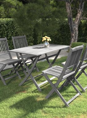 VidaXL 5-delige Tuinset massief acaciahout grijs