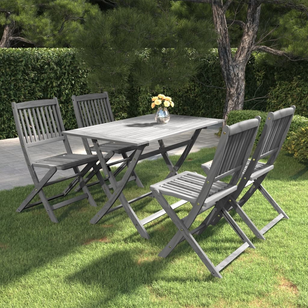VidaXL 5-delige Tuinset massief acaciahout grijs