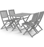 VidaXL 5-delige Tuinset massief acaciahout grijs