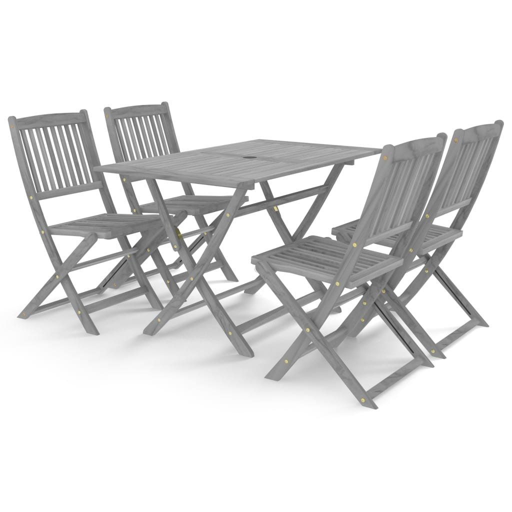 VidaXL 5-delige Tuinset massief acaciahout grijs