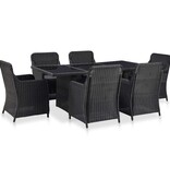 VidaXL 7-delige Tuinset poly rattan zwart