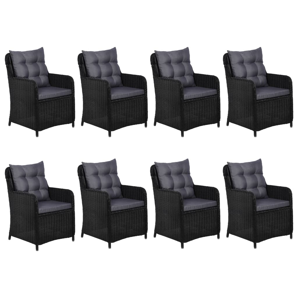 VidaXL 9-delige Tuinset poly rattan zwart