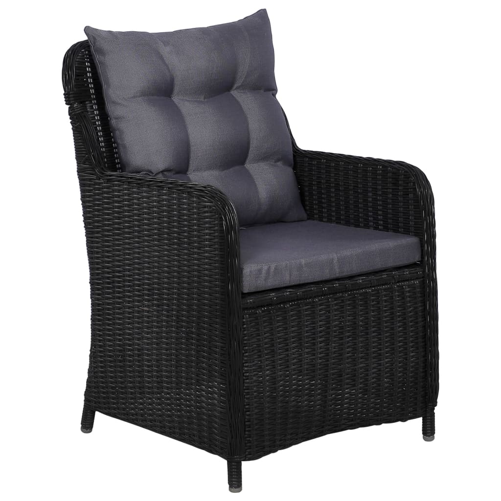 VidaXL 9-delige Tuinset poly rattan zwart