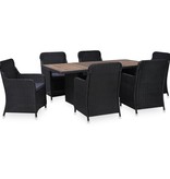 VidaXL 7-delige Tuinset poly rattan zwart