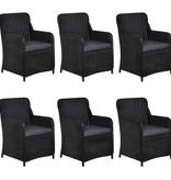 VidaXL 7-delige Tuinset poly rattan zwart
