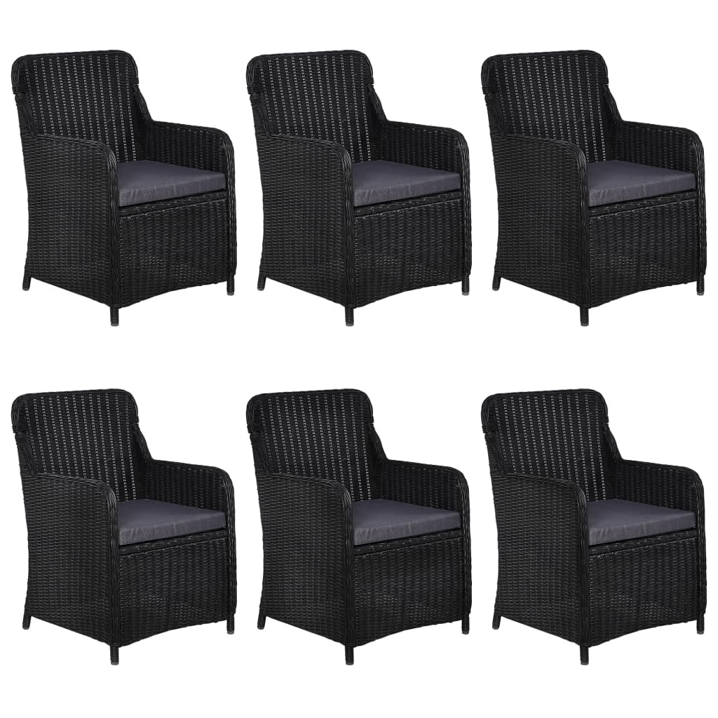 VidaXL 7-delige Tuinset poly rattan zwart
