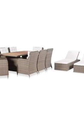 VidaXL 11-delige Tuinset poly rattan