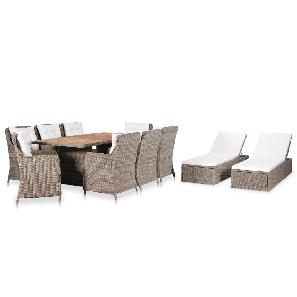 VidaXL 11-delige Tuinset poly rattan