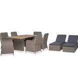 VidaXL 9-delige Tuinset poly rattan bruin