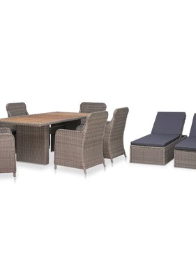 VidaXL 9-delige Tuinset poly rattan bruin