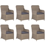 VidaXL 7-delige Tuinset met kussens poly rattan bruin