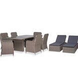 VidaXL 9-delige Tuinset poly rattan bruin