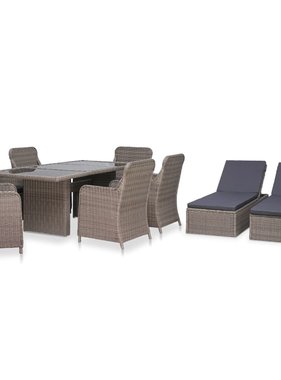 VidaXL 9-delige Tuinset poly rattan bruin