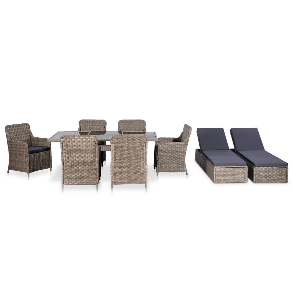 VidaXL 9-delige Tuinset poly rattan bruin