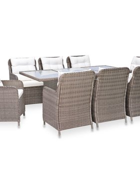 VidaXL 9-delige Tuinset poly rattan bruin