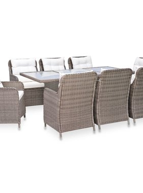 vidaXL 9-delige Tuinset poly rattan bruin