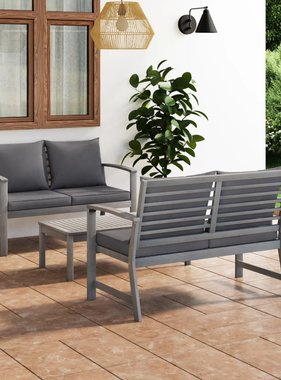 VidaXL 3-delige Loungeset met kussens massief acaciahout grijs