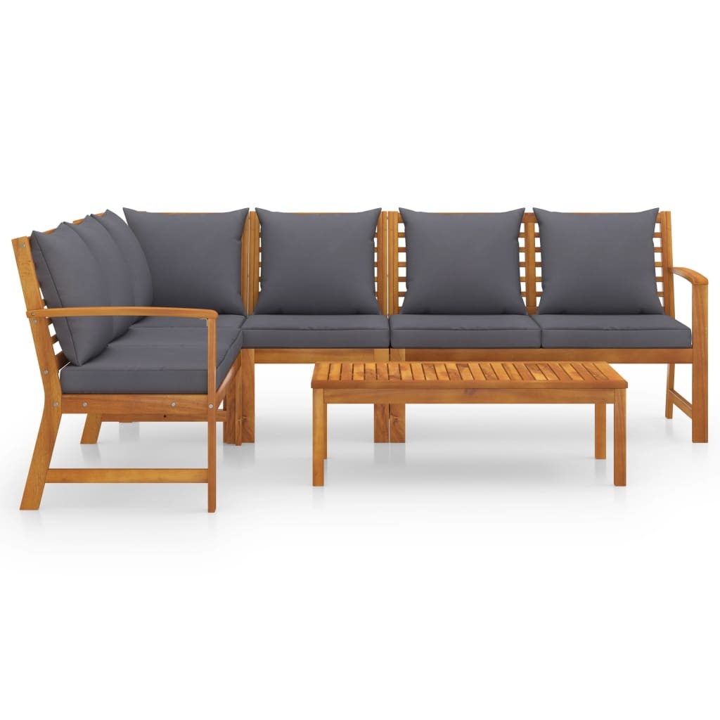 VidaXL 5-delige Loungeset met kussens massief acaciahout