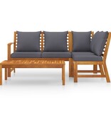 VidaXL 4-delige Loungeset met kussens massief acaciahout
