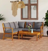 VidaXL 4-delige Loungeset met kussens massief acaciahout