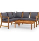 VidaXL 4-delige Loungeset met kussens massief acaciahout