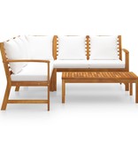 VidaXL 4-delige Loungeset met kussens massief acaciahout crème