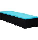 VidaXL 3-delige Ligbeddenset met theetafel poly rattan zwart