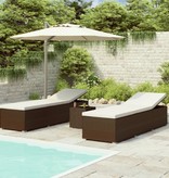 VidaXL 3-delige Ligbeddenset met theetafel poly rattan bruin