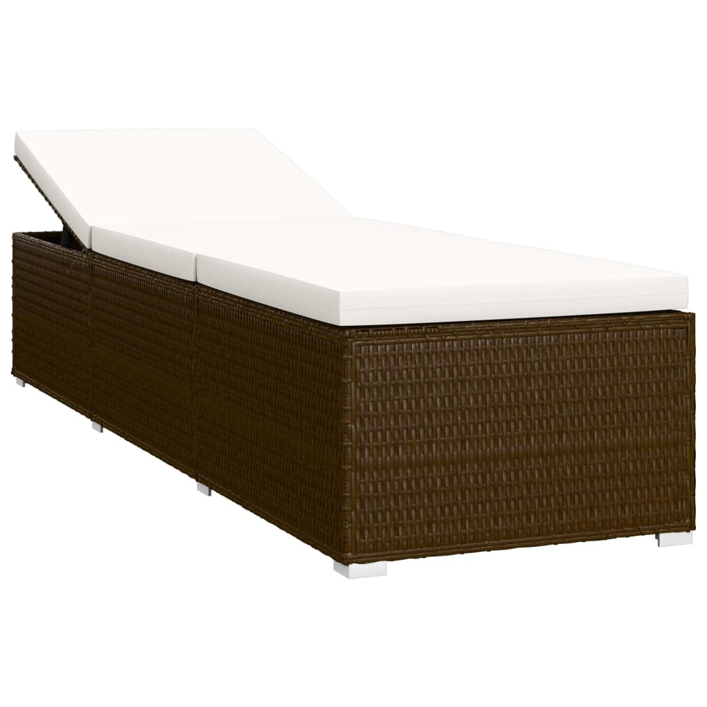 VidaXL 3-delige Ligbeddenset met theetafel poly rattan bruin
