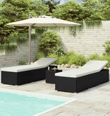 VidaXL 3-delige Ligbeddenset met theetafel poly rattan zwart