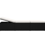 VidaXL 3-delige Ligbeddenset met theetafel poly rattan zwart