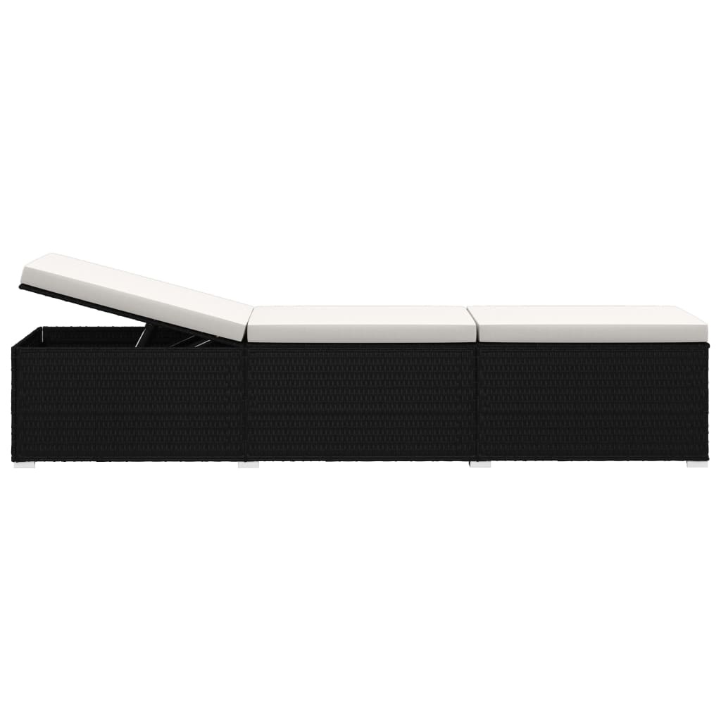 VidaXL 3-delige Ligbeddenset met theetafel poly rattan zwart