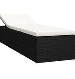 VidaXL 3-delige Ligbeddenset met theetafel poly rattan zwart