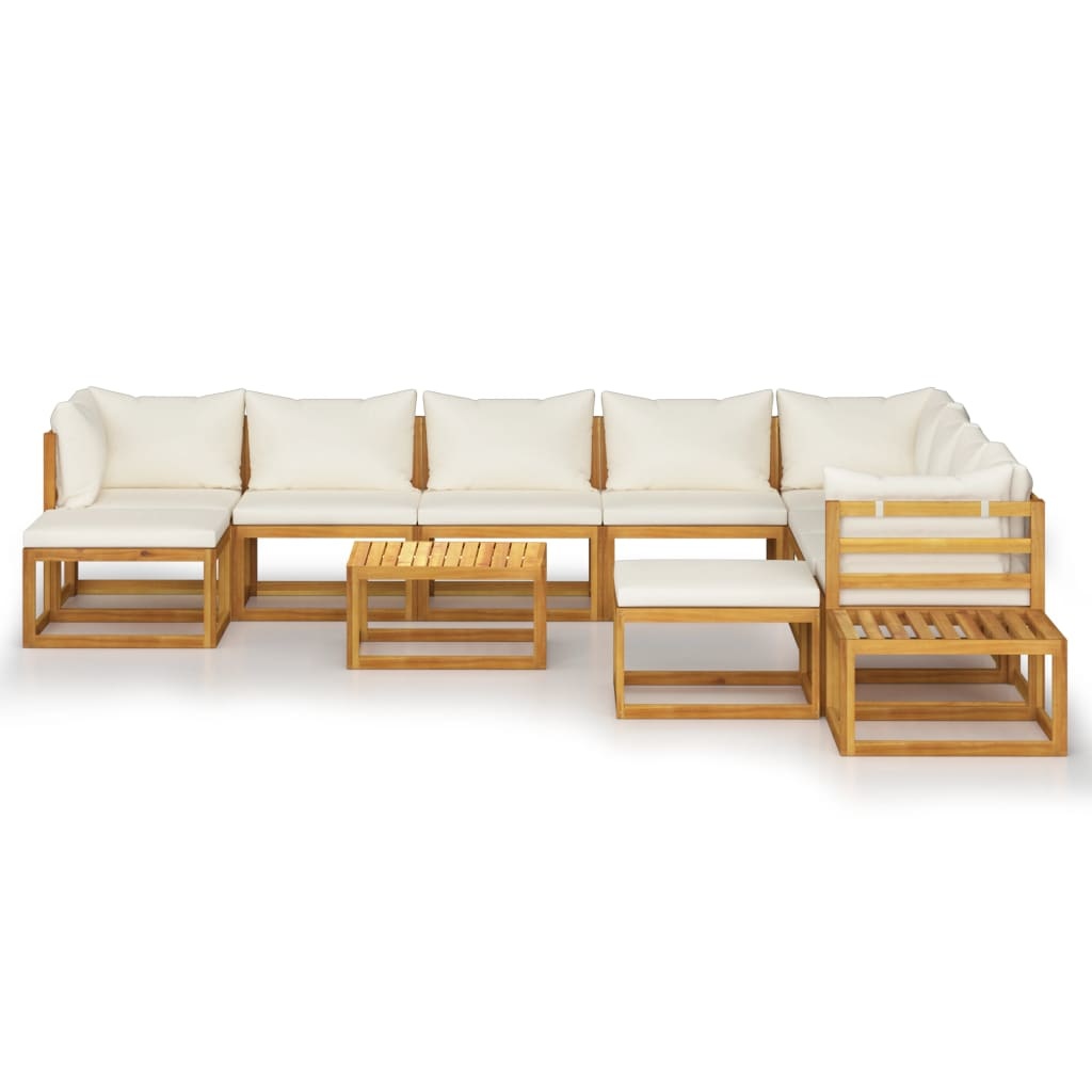 VidaXL 12-delige Loungeset met kussens massief acaciahout crème