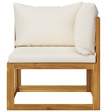 VidaXL Tuinbank driezits met kussens massief acaciahout crème