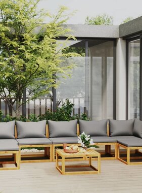 VidaXL 8-delige Loungeset met kussens massief acaciahout