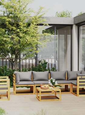 VidaXL 7-delige Loungeset met kussens massief acaciahout