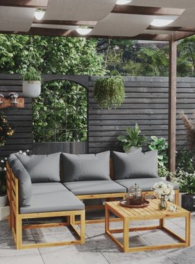VidaXL 5-delige Loungeset met kussens massief acaciahout