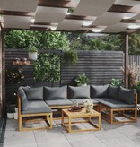 VidaXL 7-delige Loungeset met kussens massief acaciahout