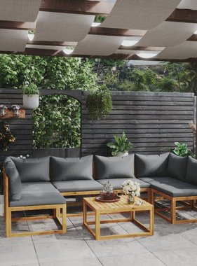 VidaXL 7-delige Loungeset met kussens massief acaciahout