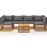 VidaXL 7-delige Loungeset met kussens massief acaciahout