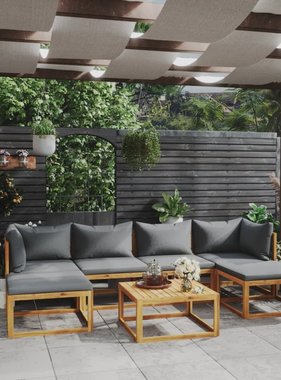 VidaXL 7-delige Loungeset met kussens massief acaciahout