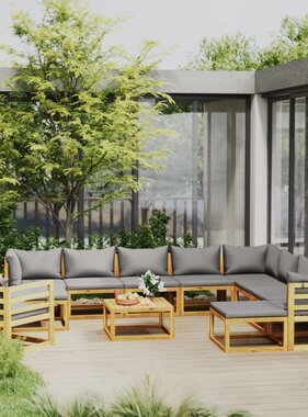 VidaXL 12-delige Loungeset met kussens massief acaciahout